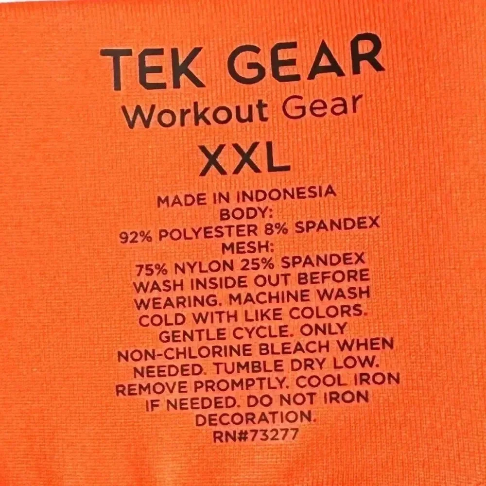 NWT TEK GEAR Women Mid Rise Drawstring Pockets Workout Gear Orange Shorts Sz XXL - Picture 3 of 3